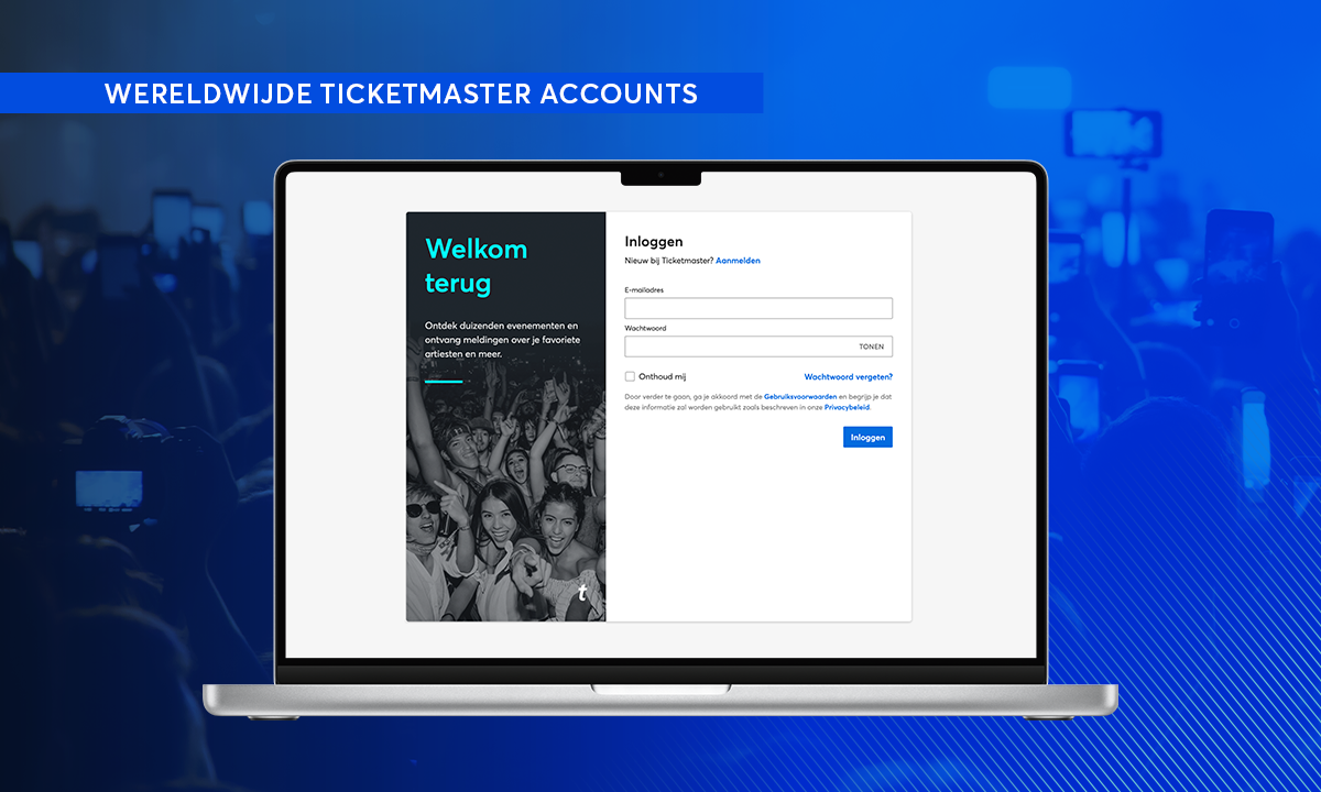 Het wereldwijde Ticketmaster-account